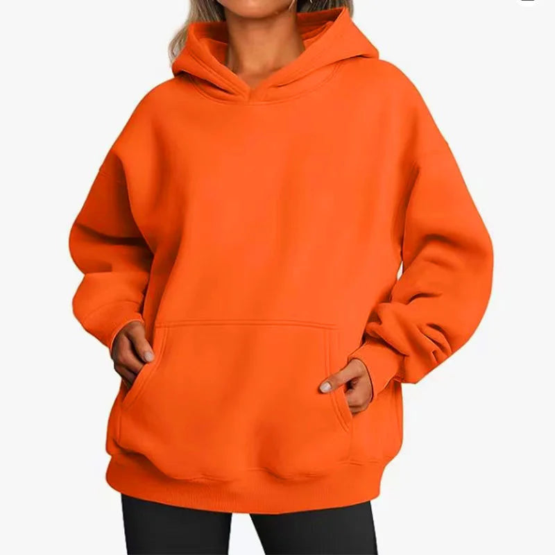 Women Hoodies Pullover Hooded Sweat Shirts Solid Color Jogger Long Sleeve Black Jogging Men Sweatshirt Sport Top Winter Clothing