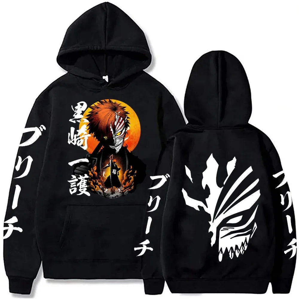 Japan Anime Cartoon Manga Peripherals Hoodies Bleach Print Pullovers Long Sleeve Harajuku Fashion Fleece Warm Casual Sweatshirt