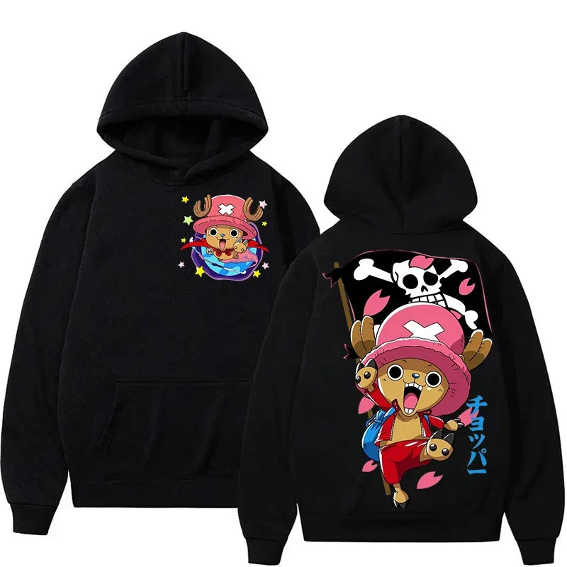 Latest Harajuku Style One Piece Cute Chopper Pattern Autumn Winter Pure Cotton Hoodie Couple Party Oversized Long Sleeved Top