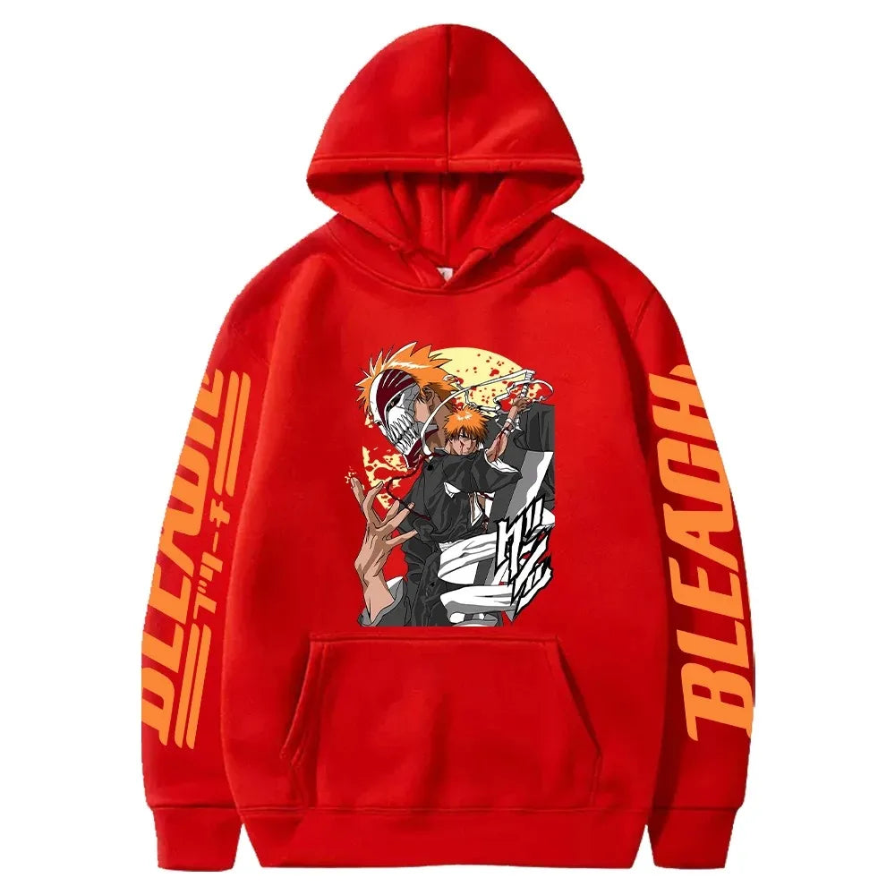 Japan Anime Cartoon Manga Peripherals Hoodies Bleach Print Pullovers Long Sleeve Harajuku Fashion Fleece Warm Casual Sweatshirt