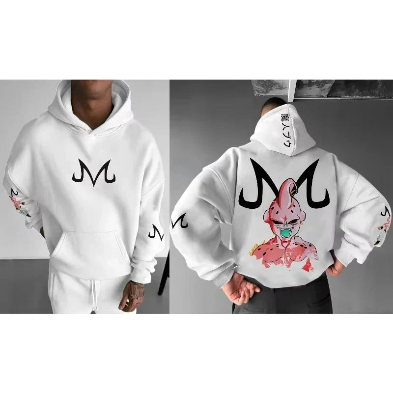 Dragon Ball Men's Hoodie Sweater Majin Buu Japanese Anime Spring Autumn Boys Children's Long-sleeved Parent-child Outfit