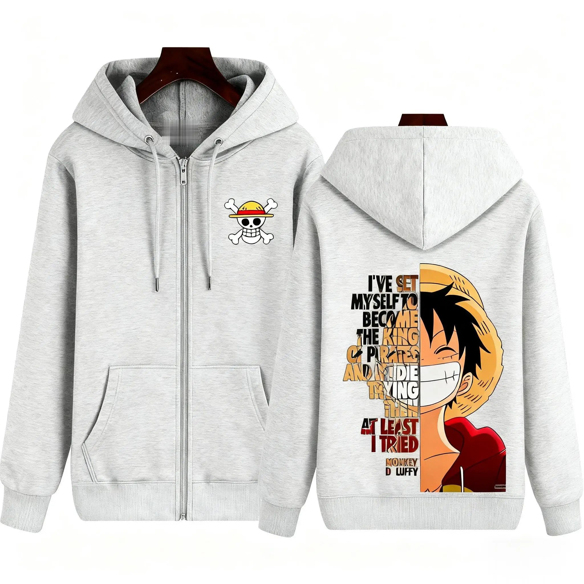 One Piece Anime Hoodie zipper Jacket Men Women Monkey D Luffy Print Graphic Streetwear Casual Pullover Long Sleeve tops Autumn