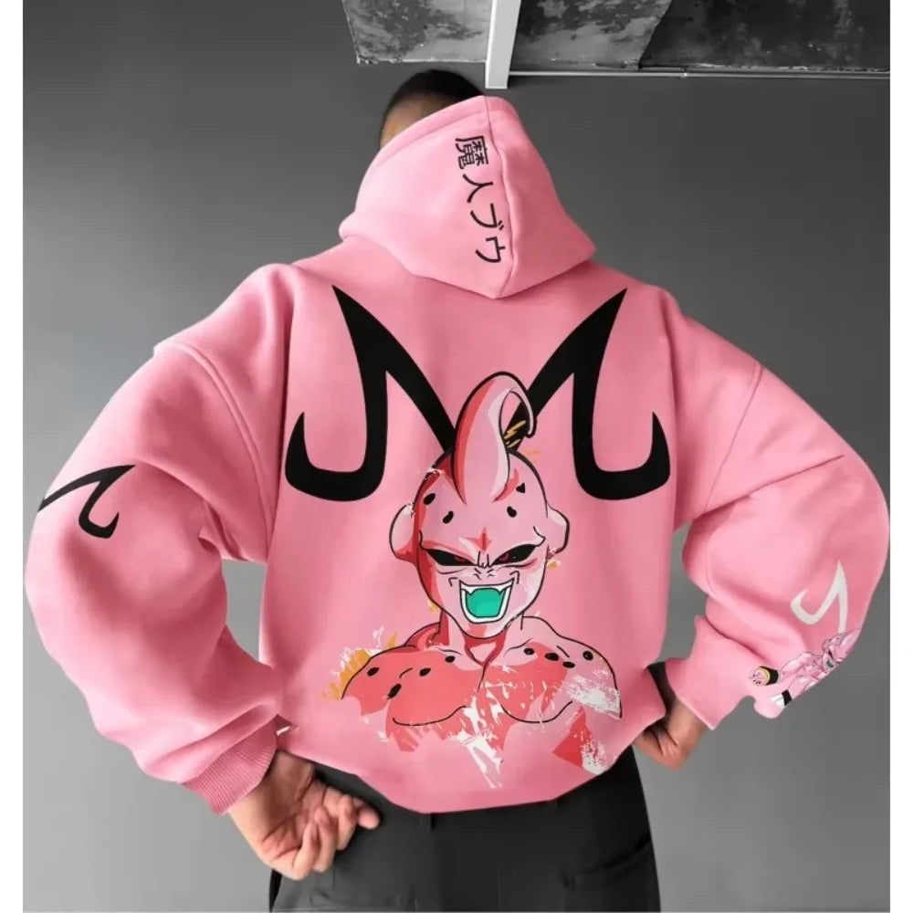 Dragon Ball Men's Hoodie Sweater Majin Buu Japanese Anime Spring Autumn Boys Children's Long-sleeved Parent-child Outfit