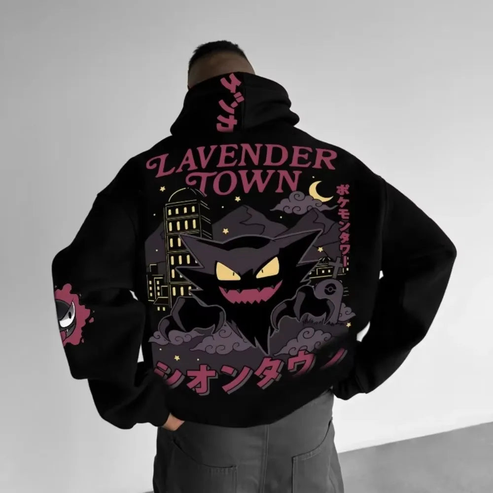 Anime Halloween Gengar Double Printed Hoodie for Men and Women. Autumn/Winter  Harajuku Large Size Casual Trend Sweater