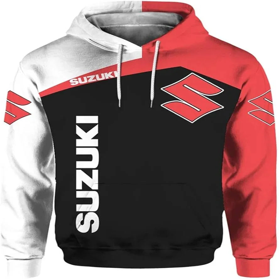 Men's 3D printed autumn and winter outdoor motorcycle racing enthusiasts' casual sports and hooded sweatshirts