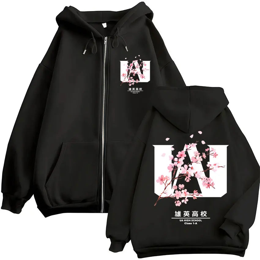 Japan Anime My Hero Academia Zip Up Hoodies Harajuku Fashion Manga Vintage Sweatshirt Men Women Fleece Oversized Tracksuit Coats
