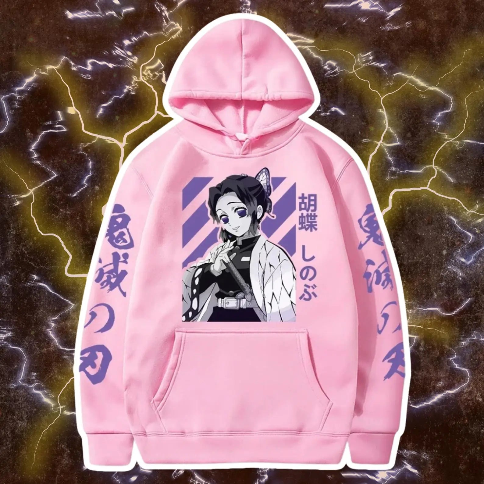 Demon Slayer Shinobu Kochou Hoodie. Anime Graphic Pullover Sweatshirt. Harajuku Loose Streetwear Top Men Women 2026 New Arrivals