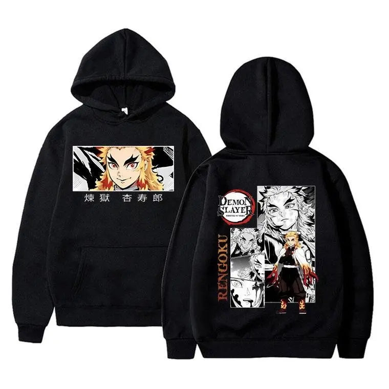 Demon Slayer Rengoku Kyojiro Hoodie Men Women Anime Cosplay Jacket Autumn Winter New Loose Casual Cotton Streetwear Y2k Clothes