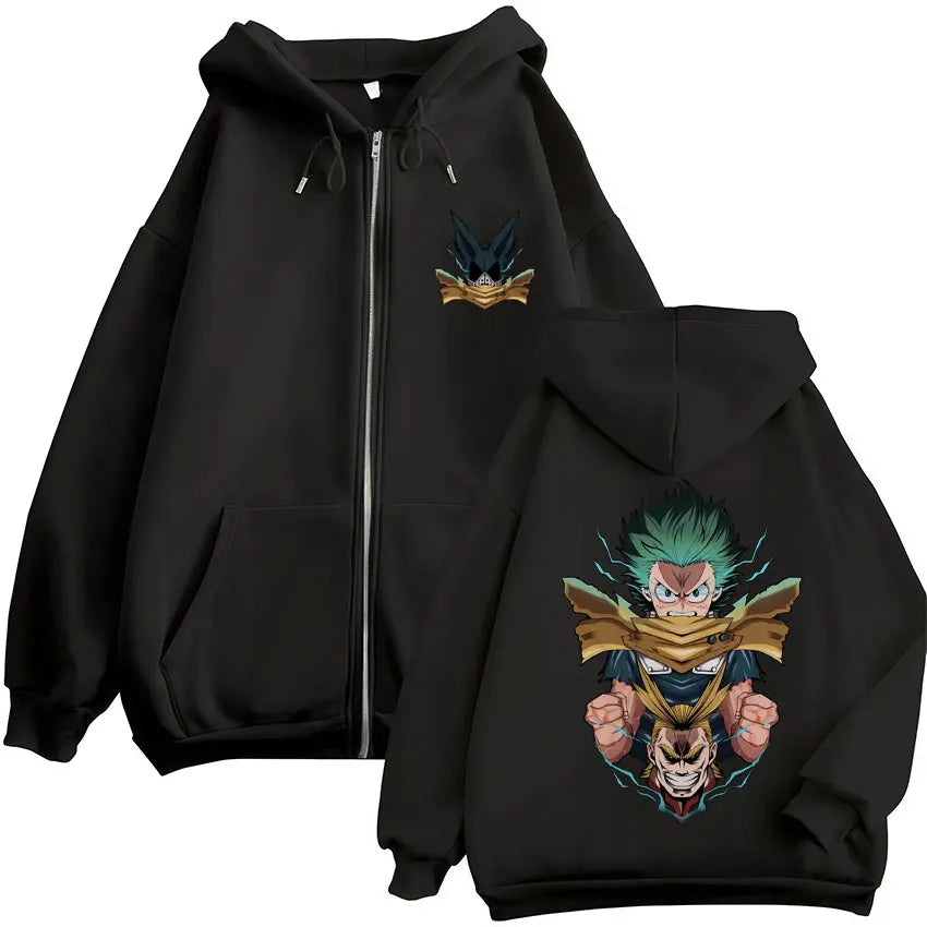 Japan Anime My Hero Academia Zip Up Hoodies Harajuku Fashion Manga Vintage Sweatshirt Men Women Fleece Oversized Tracksuit Coats
