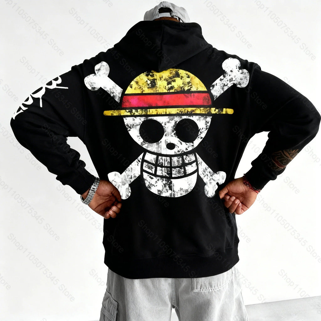 One Piece Japanese Anime Print Hoodie Men Women One Piece Graphic Hoodies Long Sleeve Pullover Sweatshirt Y2K Harajuku Clothing