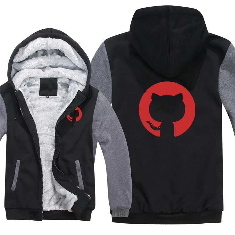 Hoodies Men Coat Winter Warm Fleece Github Programmer Sweatshirts Jacket