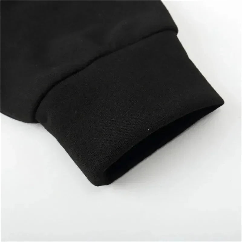 Print Black Hoodie. Oversized Streetwear Sweatshirt Men Women Long Sleeve Casual Autumn Top Unisex