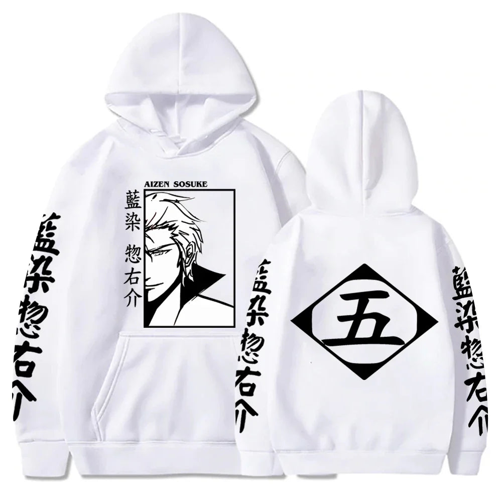 Japan Anime Bleach Aizen Sosuke Cosplay Hoodies Pullovers Tops Man Long Sleeve Clothes