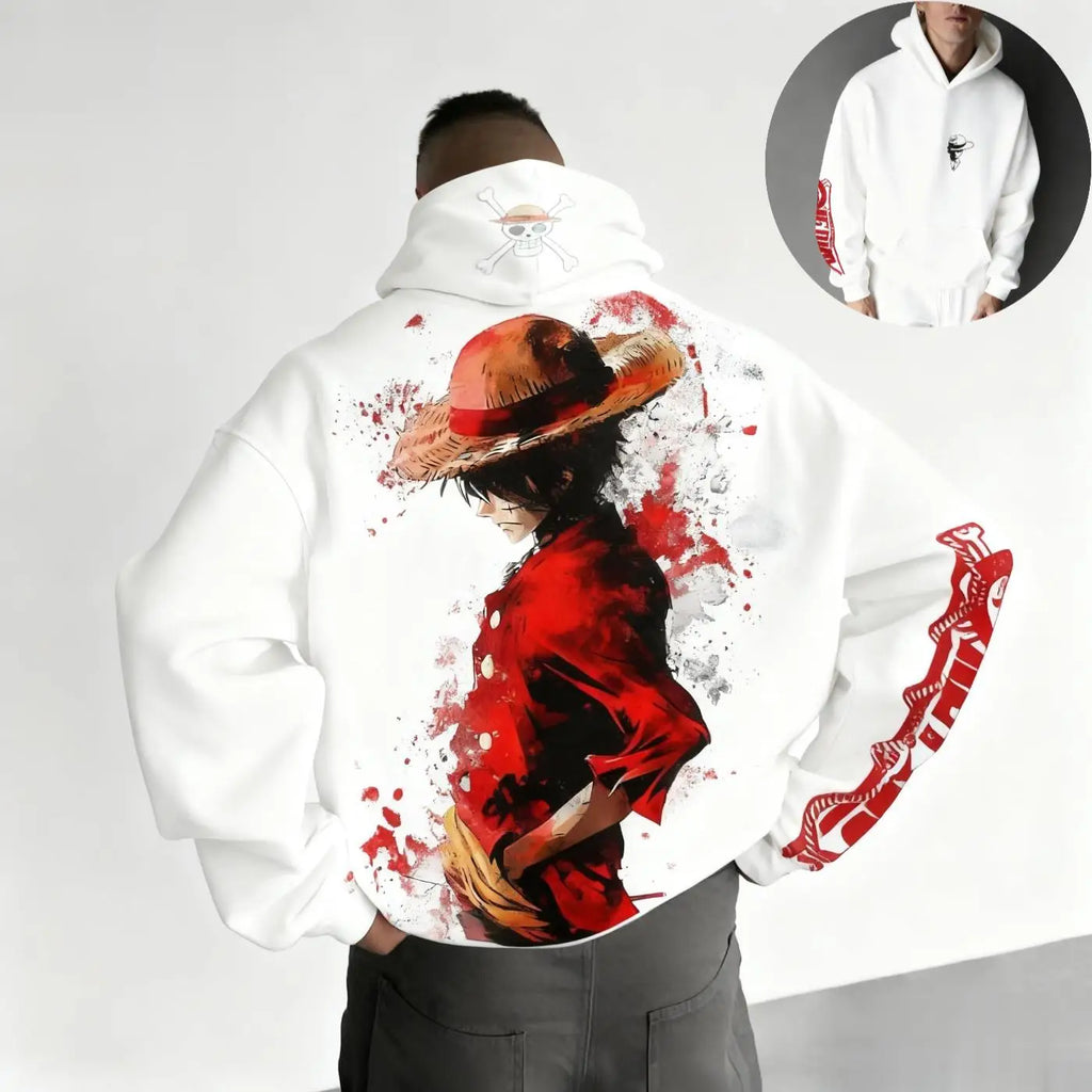 Oversized Anime Men's Pullover Hoodie One Piece Luffy Streetwear Vintage Winter Women Loose Sweatshirt Long-Sleeve Y2k Clothes