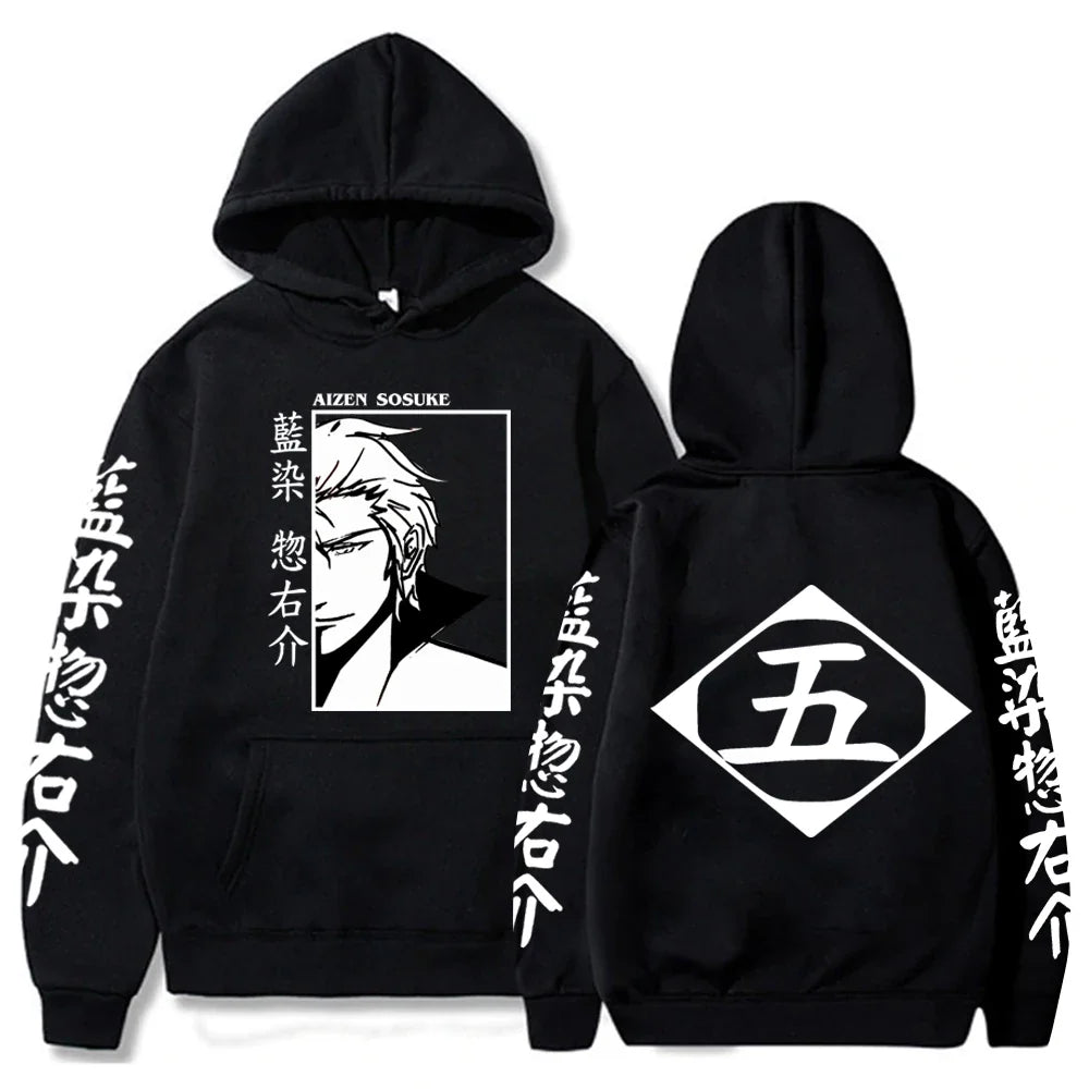 Japan Anime Bleach Aizen Sosuke Cosplay Hoodies Pullovers Tops Man Long Sleeve Clothes