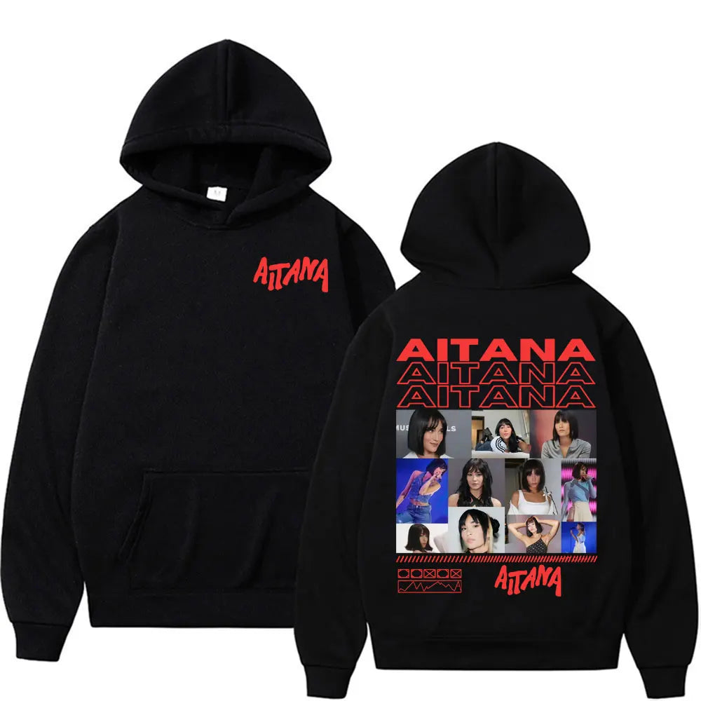 Singer Aitana Cuarto Azul Tour Graphic Hoodies Men Women's Retro Fashion Aesthetic Sweatshirt Fleece Casual Pullovers Streetwear