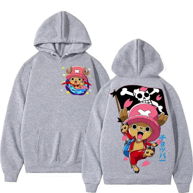 Latest Harajuku Style One Piece Cute Chopper Pattern Autumn Winter Pure Cotton Hoodie Couple Party Oversized Long Sleeved Top