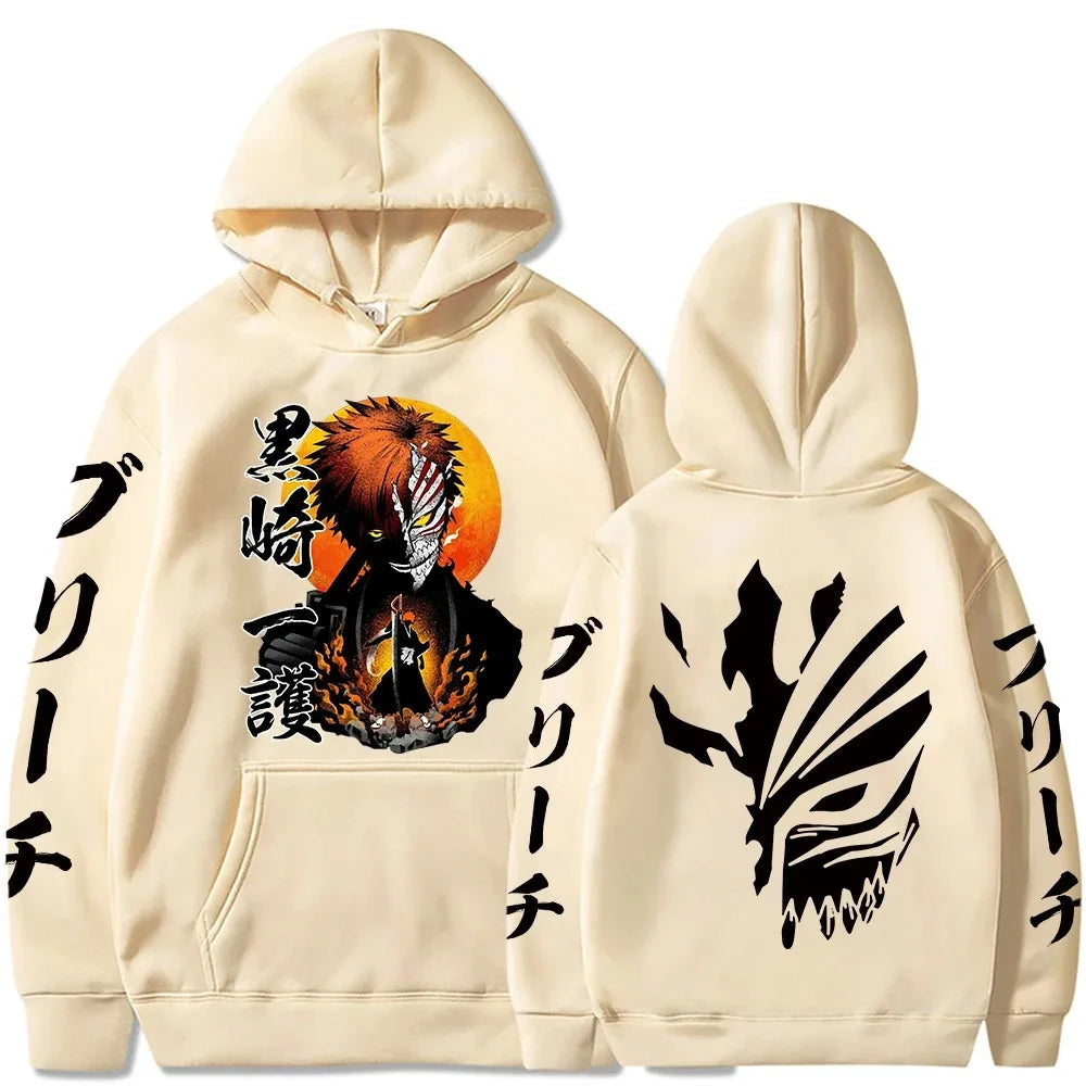 Japan Anime Cartoon Manga Peripherals Hoodies Bleach Print Pullovers Long Sleeve Harajuku Fashion Fleece Warm Casual Sweatshirt