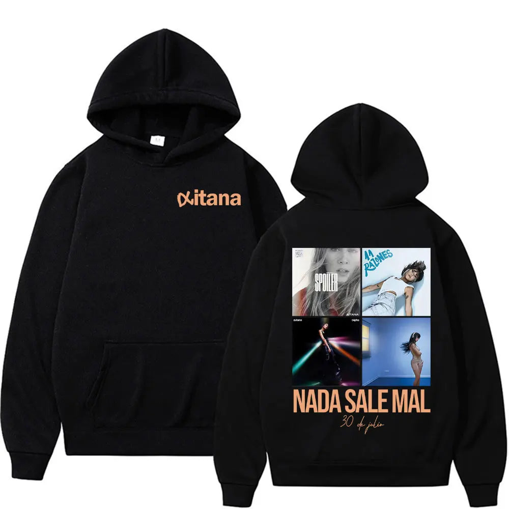 Singer Aitana Cuarto Azul Tour Graphic Hoodies Men Women's Retro Fashion Aesthetic Sweatshirt Fleece Casual Pullovers Streetwear