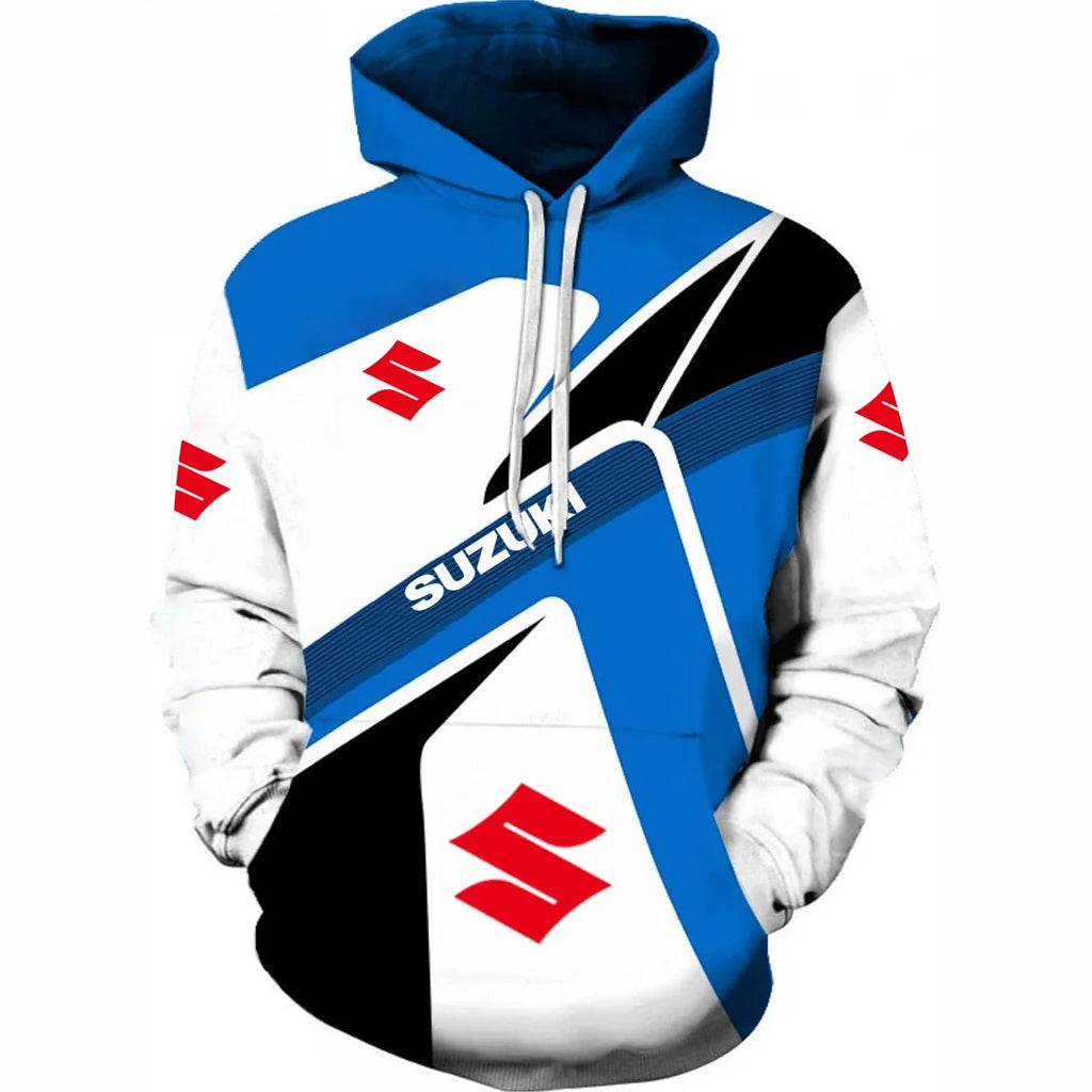 men's sweatshirt for the Suzuki Endurance Race is a popular outdoor activity featuring motorcycles and young engines.