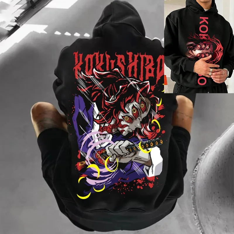 Print Black Hoodie. Oversized Streetwear Sweatshirt Men Women Long Sleeve Casual Autumn Top Unisex