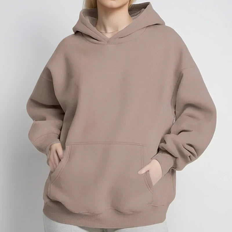 Women Hoodies Pullover Hooded Sweat Shirts Solid Color Jogger Long Sleeve Black Jogging Men Sweatshirt Sport Top Winter Clothing