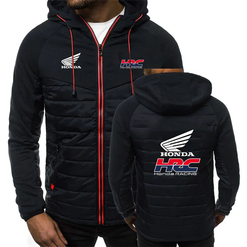 Comfortable Jacket Slim Coat Men's New Seven-color Cotton-padded racing Print Patchwork Hoodies