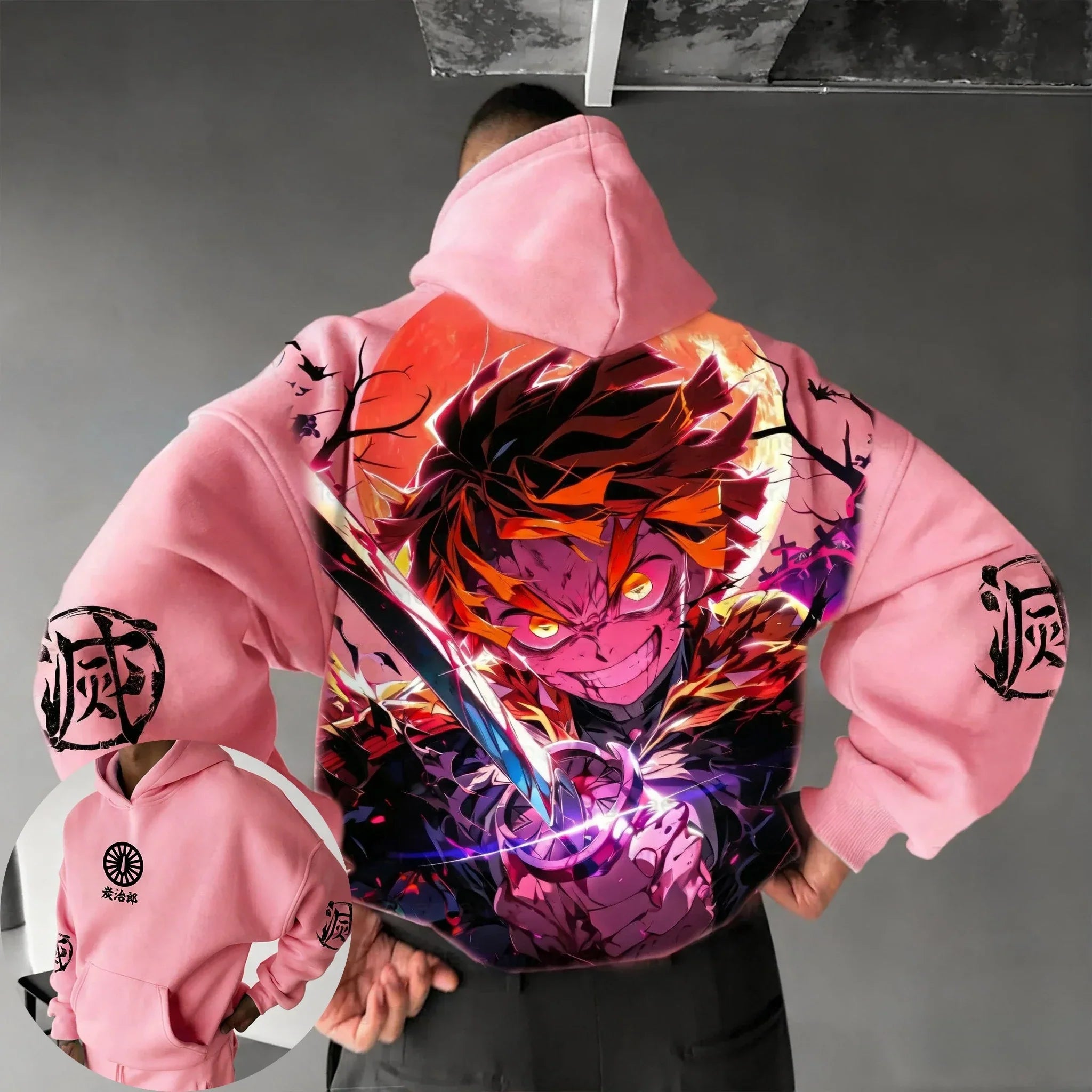 Hoodie 2026 Autumn/Winter Men's  Kamado Tanjirou Anime Printed Casual Sports Parent Child Top