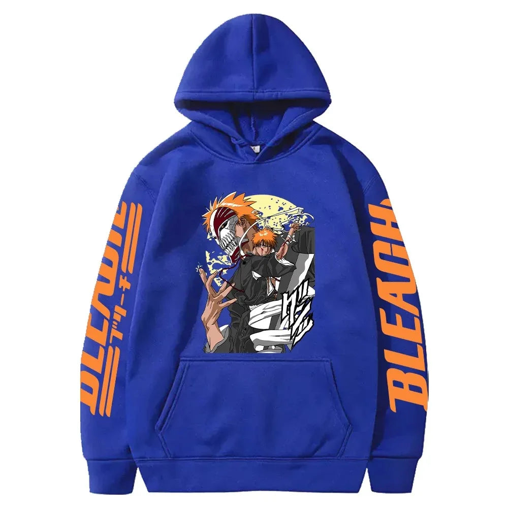 Japan Anime Cartoon Manga Peripherals Hoodies Bleach Print Pullovers Long Sleeve Harajuku Fashion Fleece Warm Casual Sweatshirt