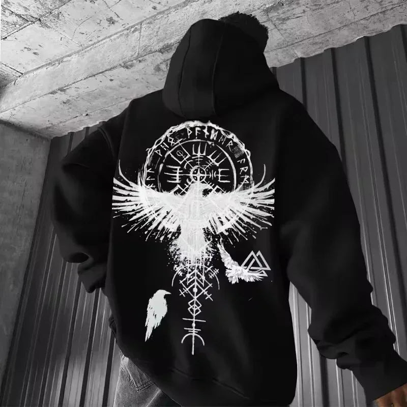 Y2K Men Long-sleeve Hooded Sweatshirt Autumn Winter Daily Outdoor Casual Street Fashion Sportswear