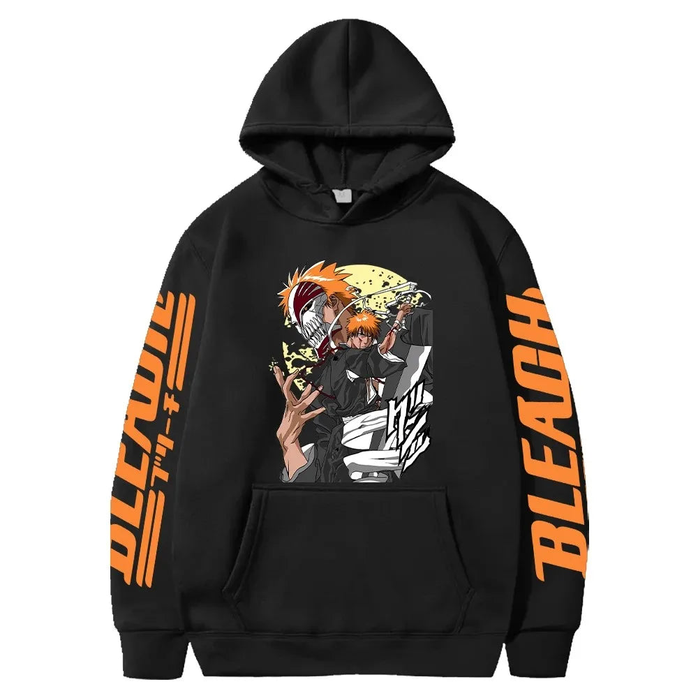 Japan Anime Cartoon Manga Peripherals Hoodies Bleach Print Pullovers Long Sleeve Harajuku Fashion Fleece Warm Casual Sweatshirt