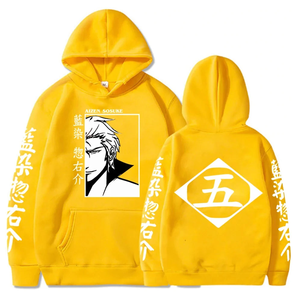 Japan Anime Bleach Aizen Sosuke Cosplay Hoodies Pullovers Tops Man Long Sleeve Clothes