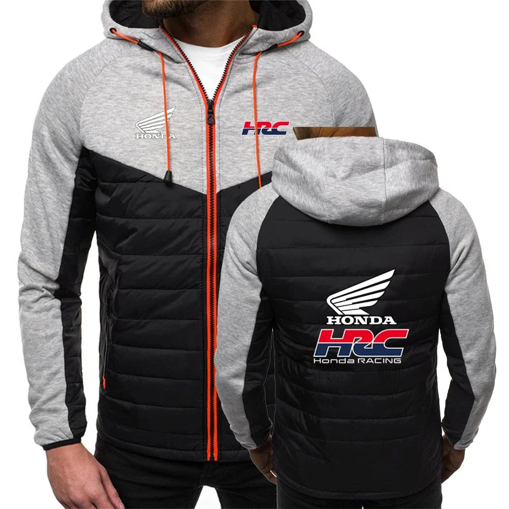 Comfortable Jacket Slim Coat Men's New Seven-color Cotton-padded racing Print Patchwork Hoodies