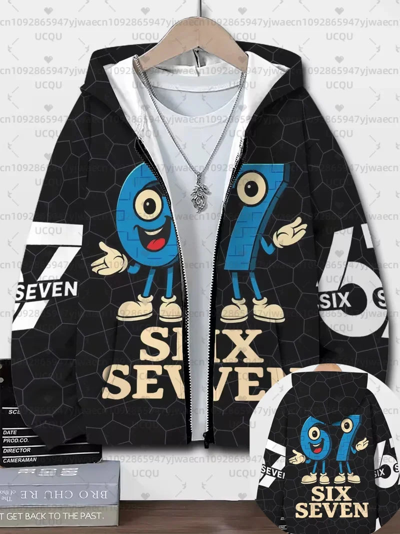 Hoodies For Kids 67 Six Seven Italian Brain Rot Math Joke Tops Y2k Game Saying Zipper Clothes Graphic Y2k Children's Hoodies