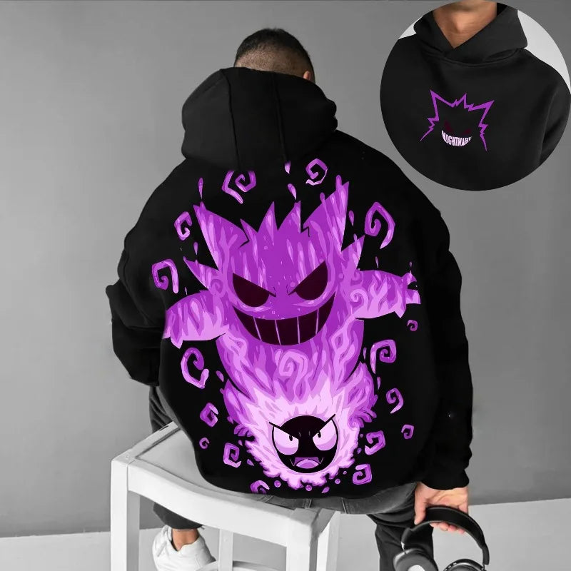 Pok¨¦mon Gengar Double-sided Printing Hoodie for Men Women 2025 Autumn/Winter New Y2K Harajuku Plus Size Casual Sweatshirt Top