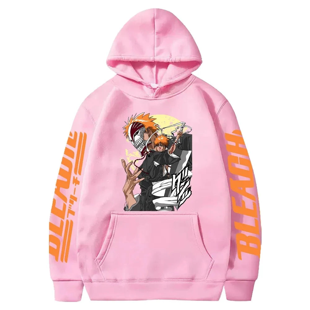 Japan Anime Cartoon Manga Peripherals Hoodies Bleach Print Pullovers Long Sleeve Harajuku Fashion Fleece Warm Casual Sweatshirt