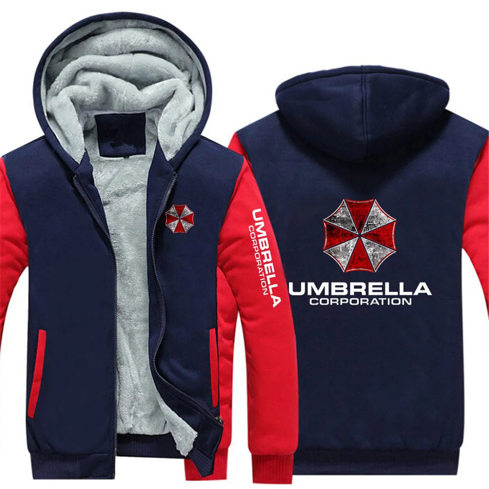 Hoodies Autumn And Winter Man's Popular Jacket Umbrella Corporation Graphic Logo Print Fleece Warm Coat