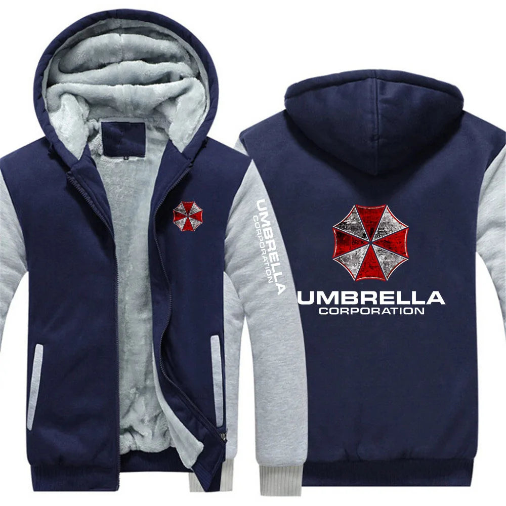 Hoodies Autumn And Winter Man's Popular Jacket Umbrella Corporation Graphic Logo Print Fleece Warm Coat