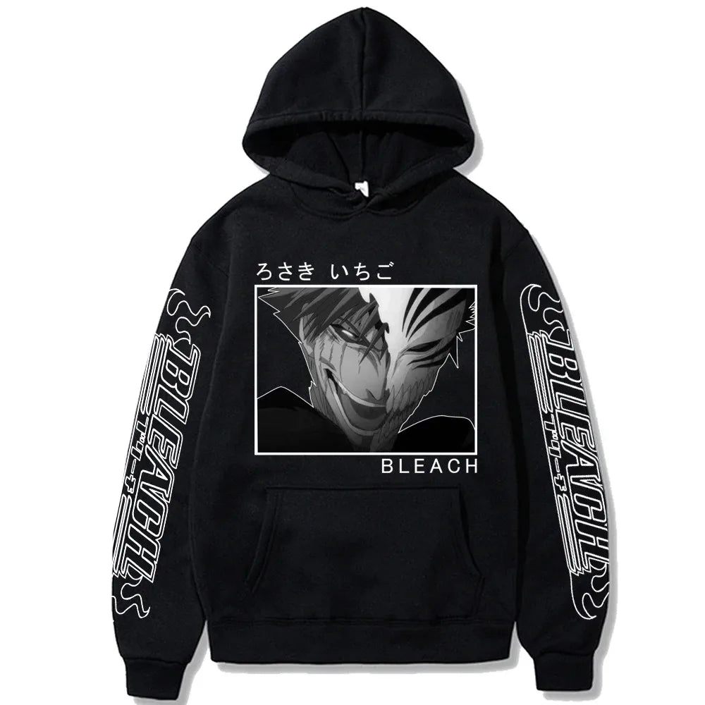 Japan Anime Cartoon Manga Peripherals Hoodies Bleach Print Pullovers Long Sleeve Harajuku Fashion Fleece Warm Casual Sweatshirt