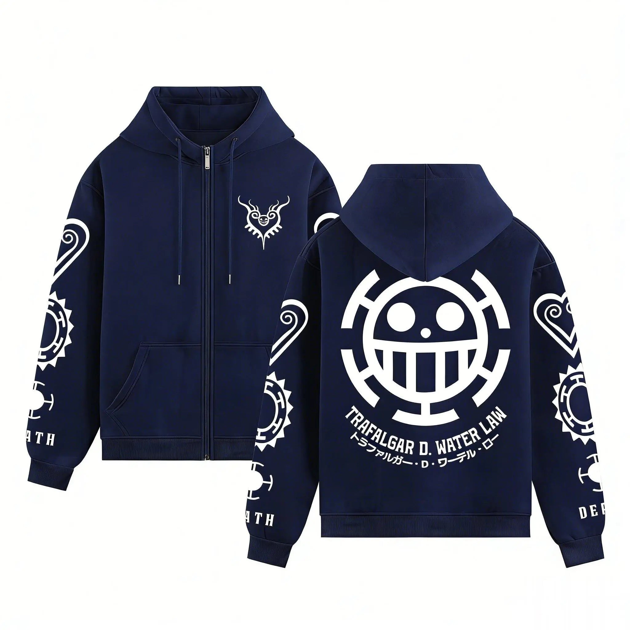 One Piece Trafalgar Law Anime Hoodie Men Women 2026 Spring Autumn Zip Up Streetwear Cosplay Casual Pullover Graphic Print Jacket