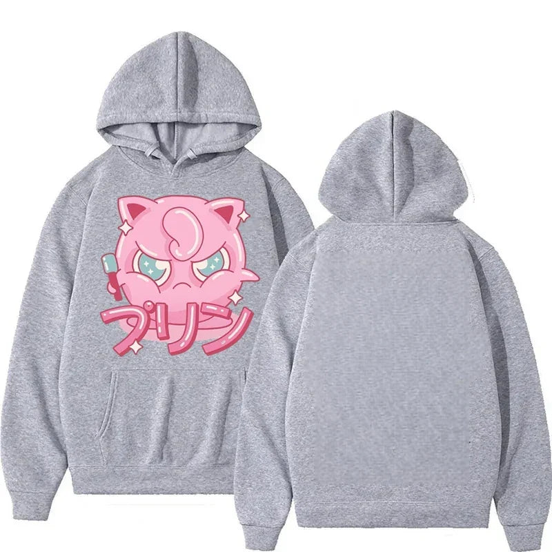 Cartoon Joint 2025 Autumn/Winter Men's Hoodie Loose Cute Jigglypuff Animation Printing Casual Trendy Cool Hooded Sweater