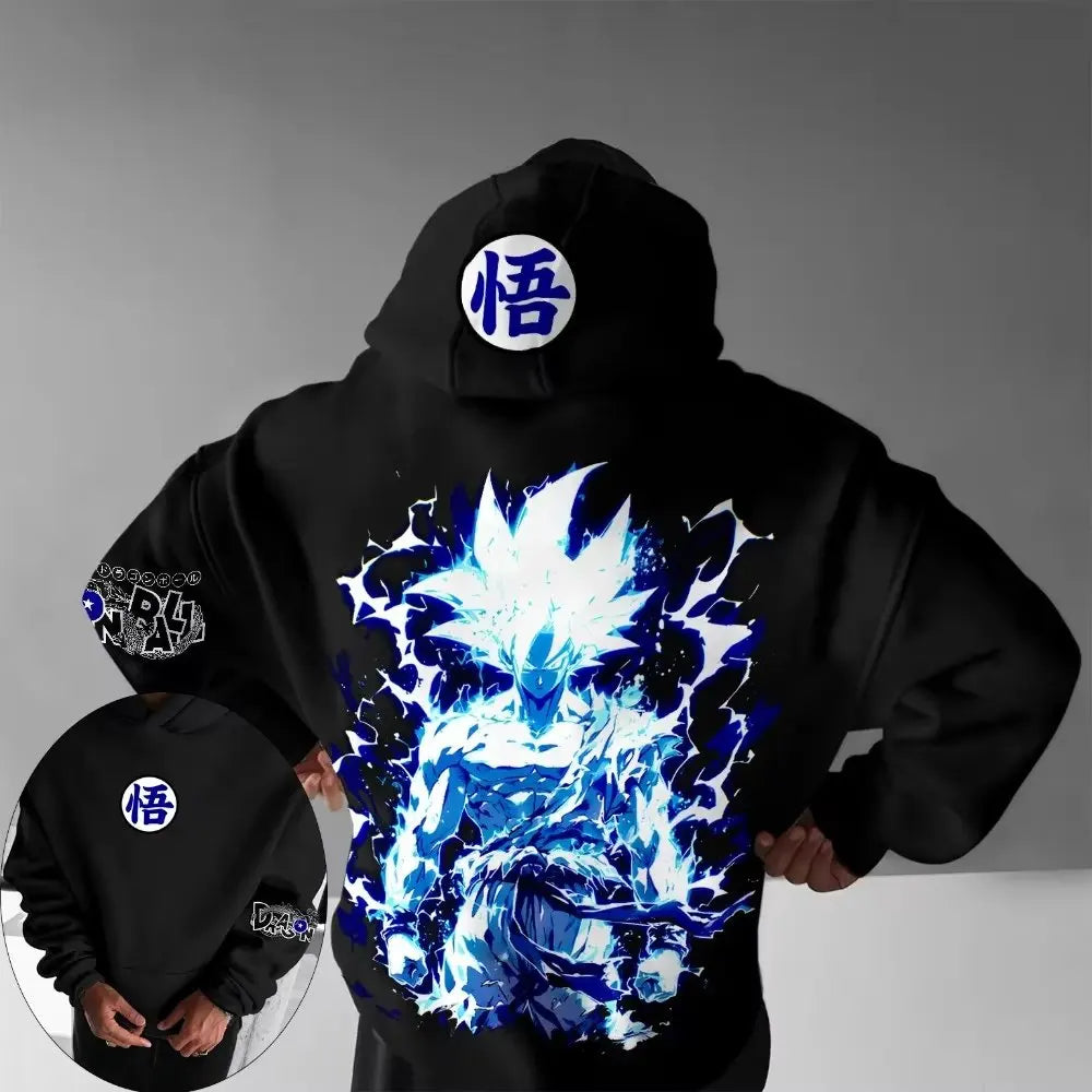 Hip Hop Large Hoodie 2026 Men's and Women's Autumn/Winter New Anime Printed Casual Loose Parent Child Hoodie Top