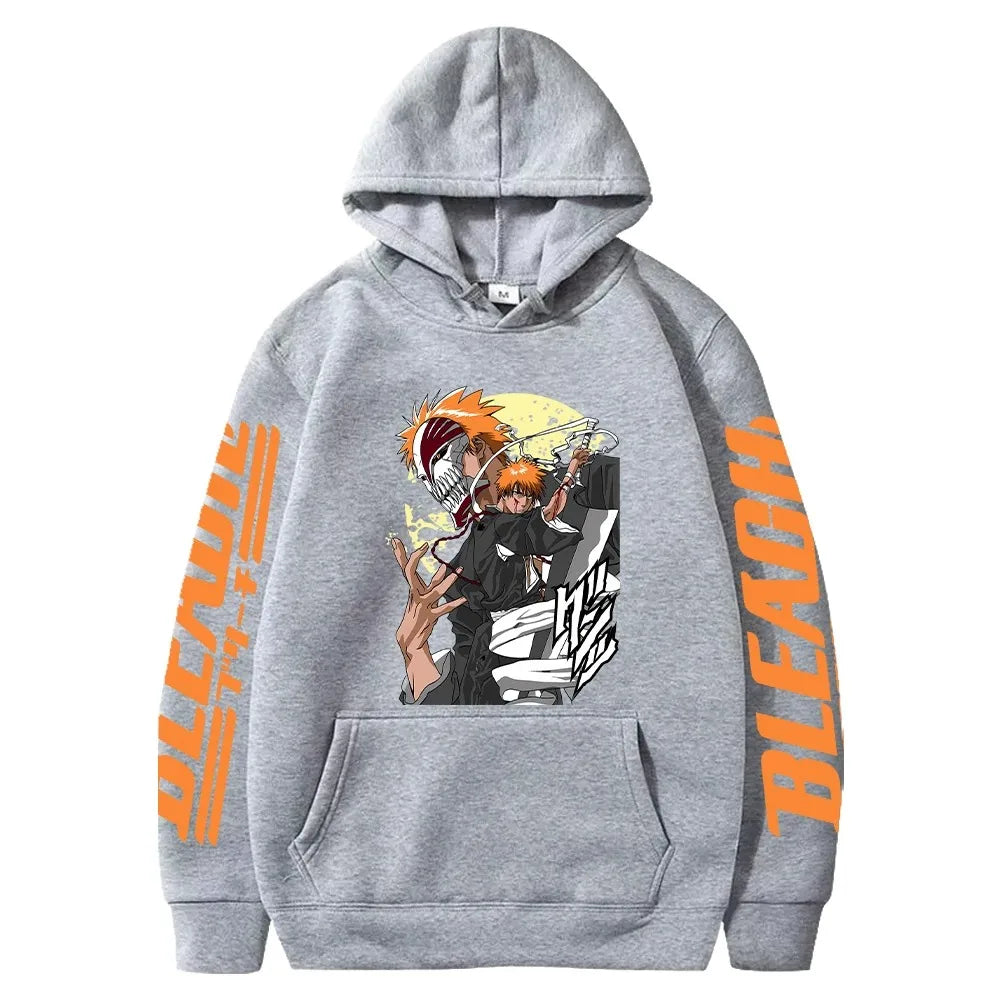 Japan Anime Cartoon Manga Peripherals Hoodies Bleach Print Pullovers Long Sleeve Harajuku Fashion Fleece Warm Casual Sweatshirt