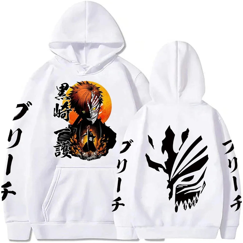Japan Anime Cartoon Manga Peripherals Hoodies Bleach Print Pullovers Long Sleeve Harajuku Fashion Fleece Warm Casual Sweatshirt