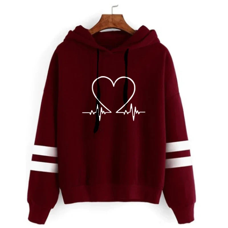 Woman Clothing Versatile Sweatshirts Casual Hoodies Comfortable Pullovers Slim Fit Soft Striped Lazy Style Jogging Daily Women's