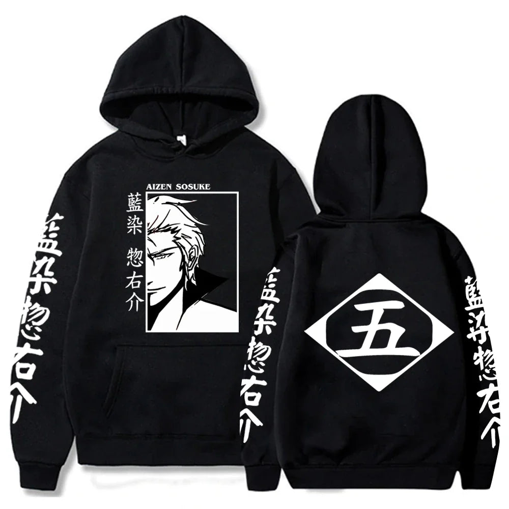 Japan Anime Bleach Aizen Sosuke Cosplay Hoodies Pullovers Tops Man Long Sleeve Clothes