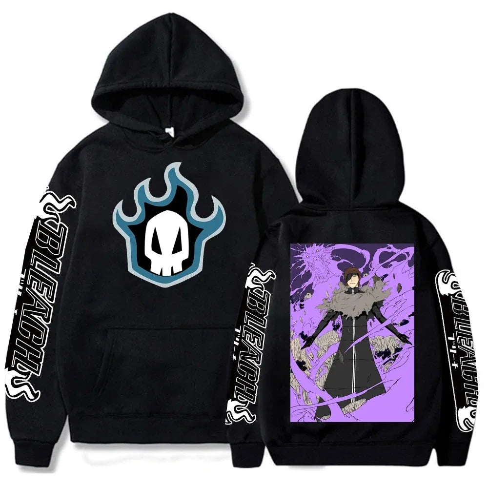 Japan Anime Cartoon Manga Peripherals Hoodies Bleach Print Pullovers Long Sleeve Harajuku Fashion Fleece Warm Casual Sweatshirt