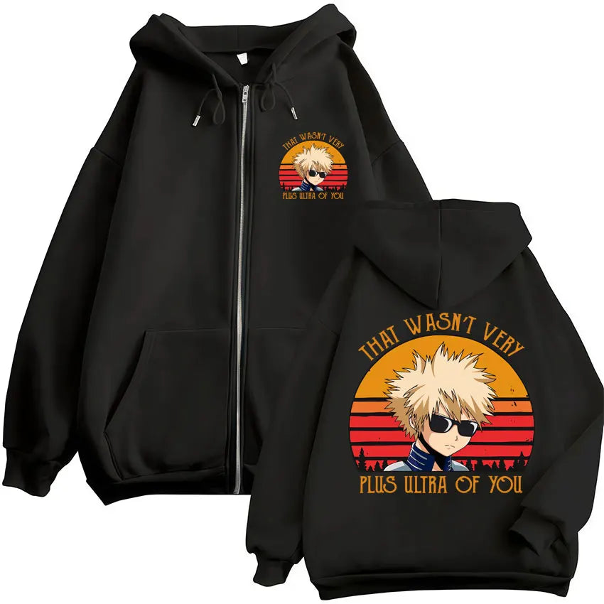 Japan Anime My Hero Academia Zip Up Hoodies Harajuku Fashion Manga Vintage Sweatshirt Men Women Fleece Oversized Tracksuit Coats