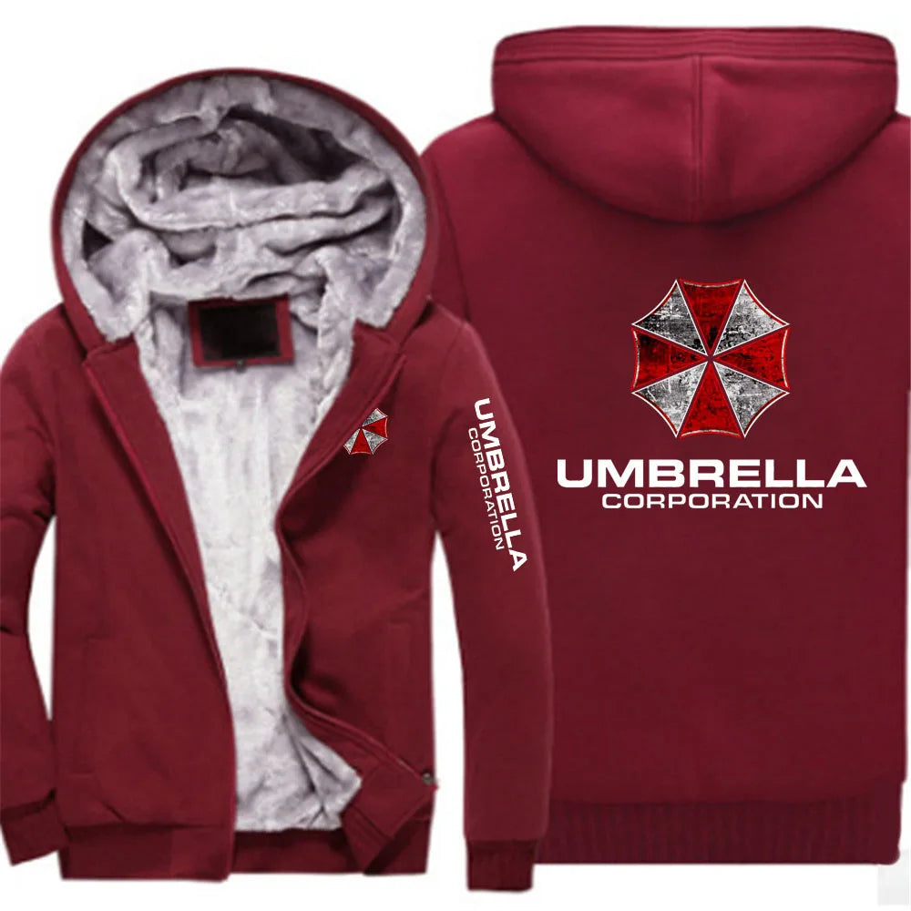 Hoodies Autumn And Winter Man's Popular Jacket Umbrella Corporation Graphic Logo Print Fleece Warm Coat