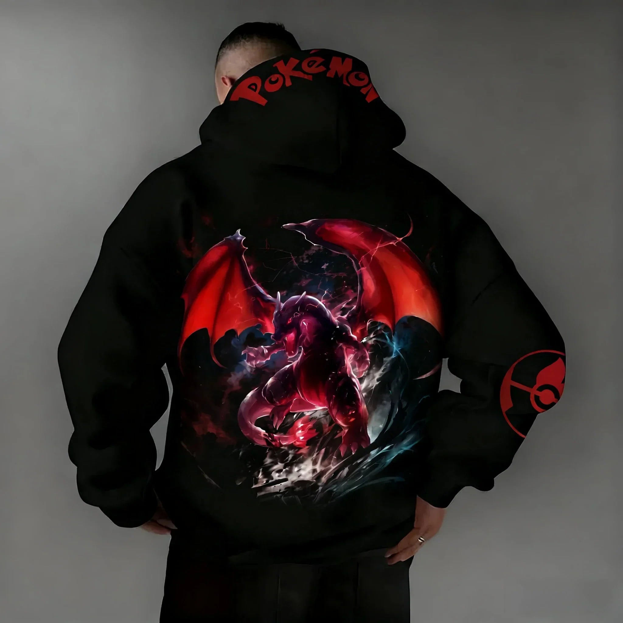 Anime Charizard Co Branded Hoodie 2025 Autumn/Winter New Harajuku Men's and Women's Large Loose Casual Parent Child Top